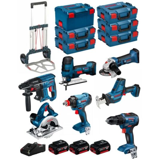 Bosch - Kit 18V BK701 (GST18V-LIS+GKS18V-LI+GBH18V-21+GWS18-125V-LI+GSR18V-55+GSA18V-LIC+GDX18V-180+ 3x4,0Ah+GAL18V-40+6xL-Boxx)