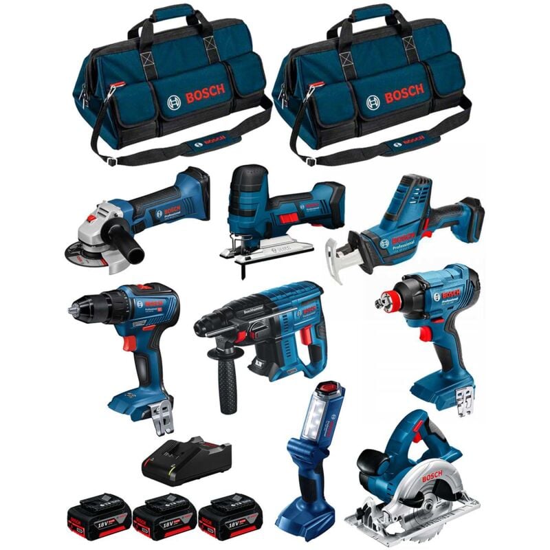 Bosch - Kit 18V BK801BAG (gdx 18V-180+GSR 18V-55+GBH 18V-21+GKS 18V-LI+GST 18V-LIS+GWS 18-125V-LI+GLI 18V-300+GSA 18V-LIC+3x4,0Ah)