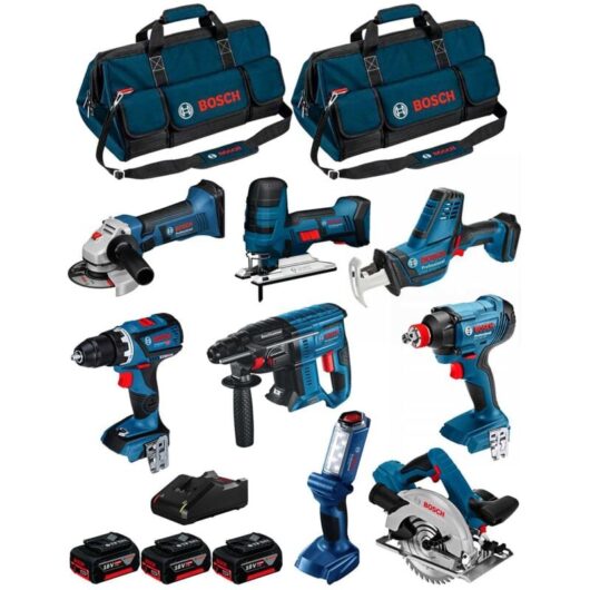 Bosch - Kit 18V BK802BAG (gdx 18V-180+GSR 18V-60C+GBH 18V-21+GKS 18V-57+GST 18V-LIS+GWS 18-125V-LI+GLI 18V-300+GSA18V-LIC+3x5,0Ah)