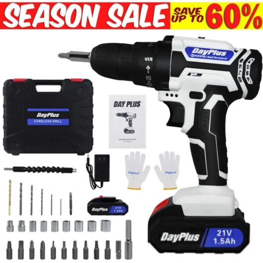Cordless Screwdriver Drill Kit Electric 2X Rechargeable Battery + Fast Charger+Case