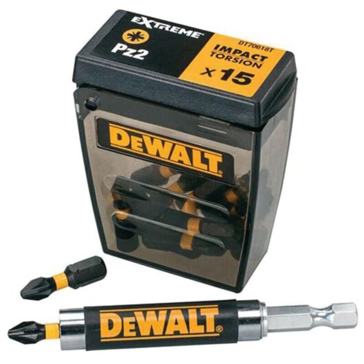 DT70618T-QZ PZ2 x 25mm Extreme Impact Torsion X15 Bits in Flip-top Case w - Dewalt