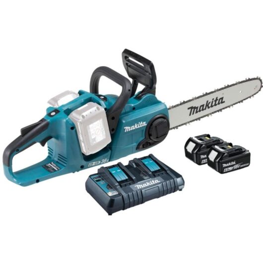 DUC353PG2 36V (2x 18V) lxt Brushless 350mm Chainsaw Complete - 2x 6Ah Batteries & Twin Port Charger - Makita