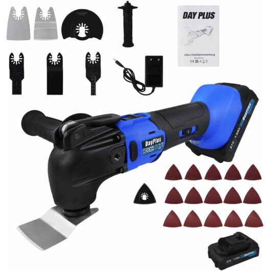 Dayplus - Brushless Oscillating Multitool Trimmer Saw Refurbisher Woodworking Power Tools + Accessory Kit