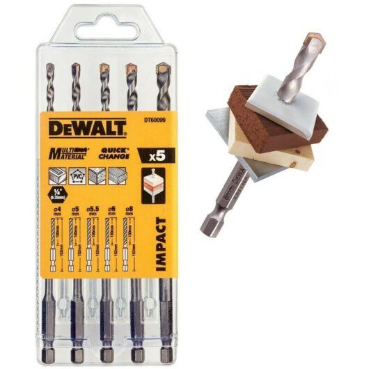 Dewalt - DT60099 5 Piece Extreme Impact Multi Purpose Drill Bit Set 4 5 5.5 6 8mm