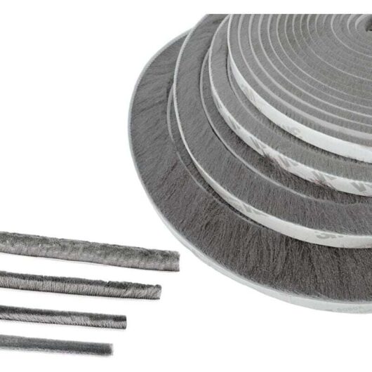 Door Brush Seal, 1m (l) x 9mm (w) x 23mm (d), Grey, Soundproof Door and Window Seal, Adhesive Brush Seal mumu