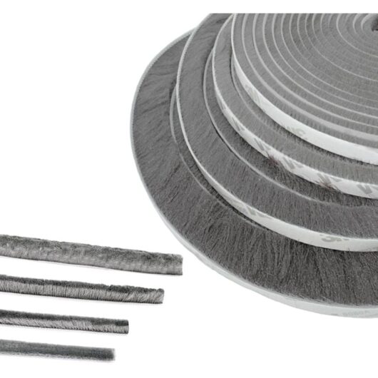 Door Brush Seal, 5 M(L) x 9 mm(B) x 23 mm(D), Grey, Window Seal for Soundproofing Door, Adhesive Brush Seal, Sliding Door Brush Seal, Mosquito Screen
