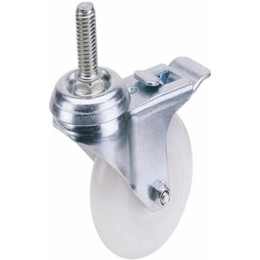 Draper - 100mm Dia. Swivel Bolt Fixing Nylon Wheel with Brake - s.w.l. 125Kg (65506)