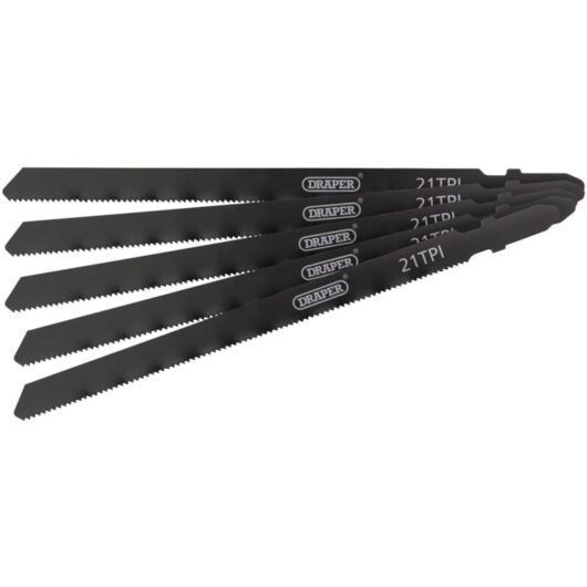 Draper 81732130mm DT318A Expert Jigsaw Blades Set - Black, 5-Piece Pack
