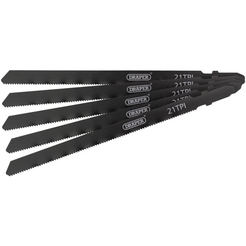 Draper 81732130mm DT318A Expert Jigsaw Blades Set - Black, 5-Piece Pack