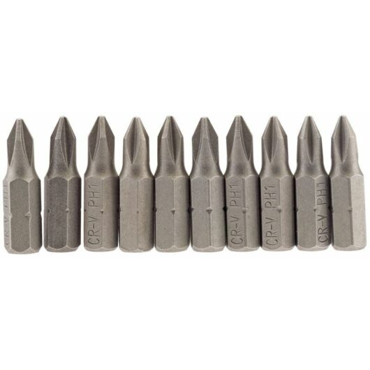 Draper No.1 1/4 Hex. Cross Slot Insert Bit 25mm Long x 10 (64060)