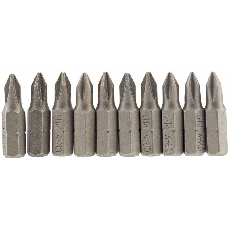 Draper No.1 1/4 Hex. Cross Slot Insert Bit 25mm Long x 10 (64060)