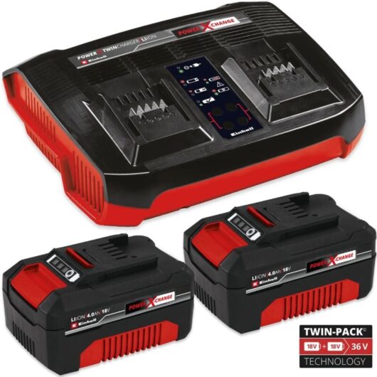 Einhell 18v Power X-Change Starter Kit 2x 4.0Ah Battery + Dual Port Twin Charger