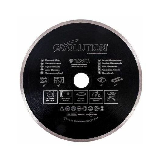 Evolution - Power Tools Diamond Blade, Continuous Rim 210 x 25.4mm EVL210DIAM