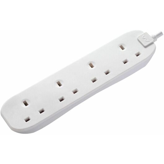 Extension Lead 240 Volt 4 Gang 13 Amp White 5 Metre MSTBFG5