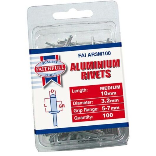 Faithfull - Aluminium Rivets 3.2 x 10mm Medium Pre-Pack of 100 FAIAR3M100