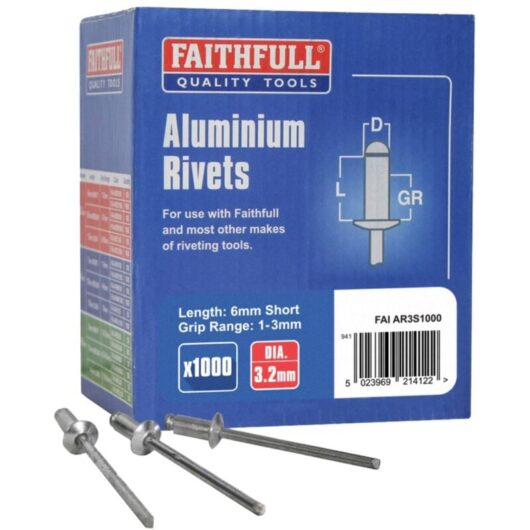 Faithfull - Aluminium Rivets 3.2 x 6mm Short Bulk Pack of 1000 FAIAR3S1000