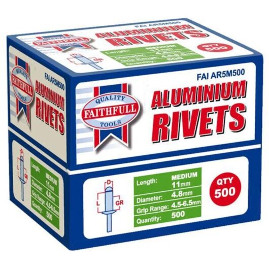 Faithfull - Aluminium Rivets 4.8 x 11mm Medium Bulk Pack of 500 FAIAR5M500