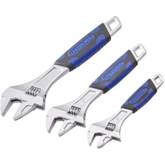 Faithfull - FAIAS3PCA 3 Piece Matt Chrome Adjustable Spanner Wrench Set