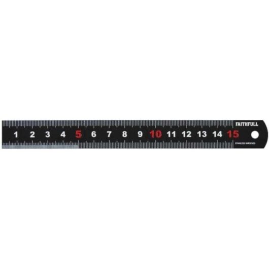 Faithfull Matt Black Stainless Steel Measuring Rule - 150mm