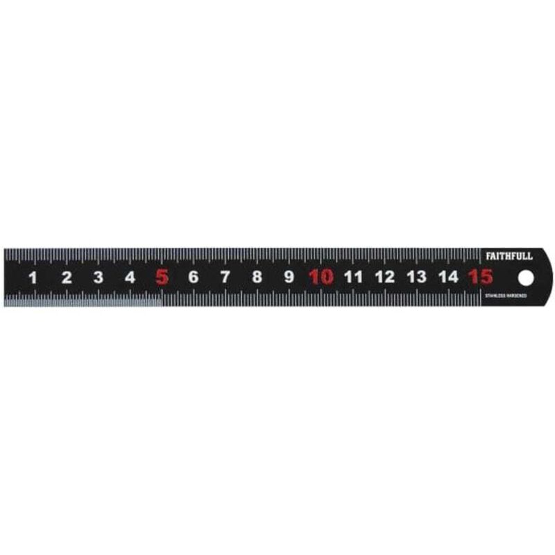 Faithfull Matt Black Stainless Steel Measuring Rule - 150mm