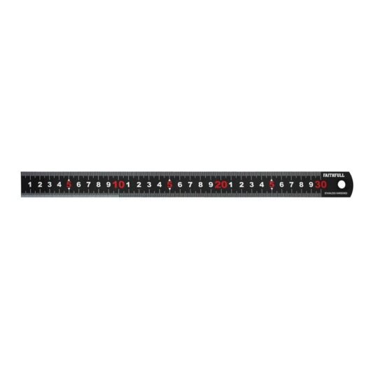Faithfull - Matt Black Stainless Steel Measuring Rule 300mm FAIRUL300MB