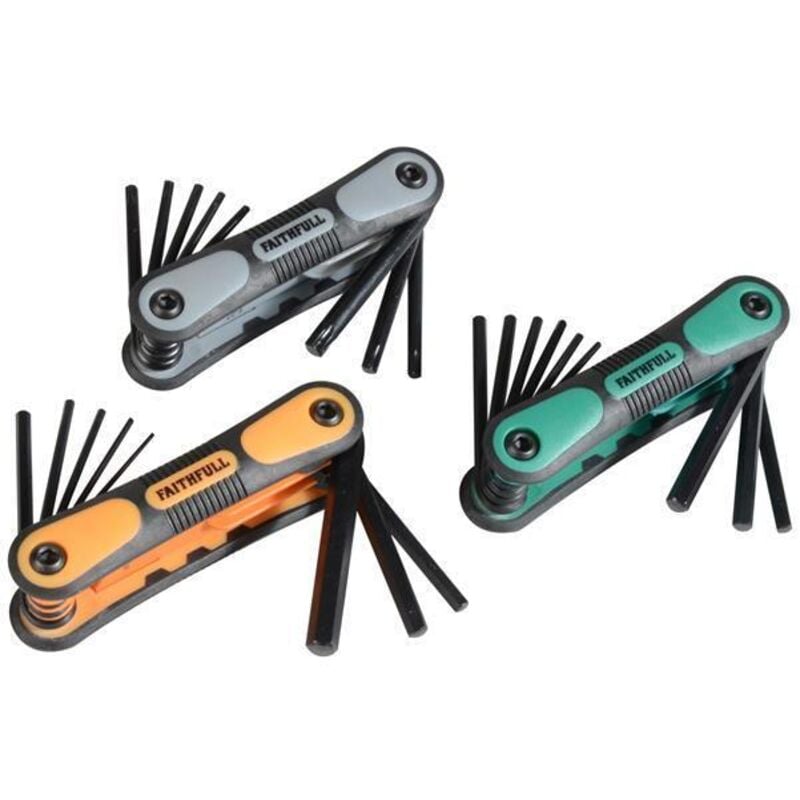 Faithfull - Metric, Imperial & torx Folding Hexagonal 3 Piece Key Set