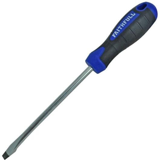 Faithfull Soft Grip Slotted Flat-Head Screwdriver 8.0 x 150mm with Flared Tip (Model: FAISDF150)