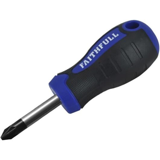 Faithfull - Soft Grip Stubby Screwdriver Pozidriv Tip Pz2 x 38Mm