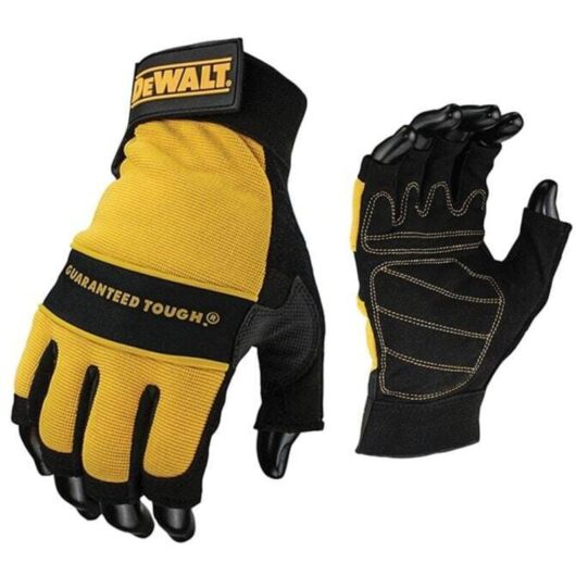 Fingerless Gloves Synthetic Padded Leather Palm and Brow Wipe DEWPERFORM4 - Dewalt