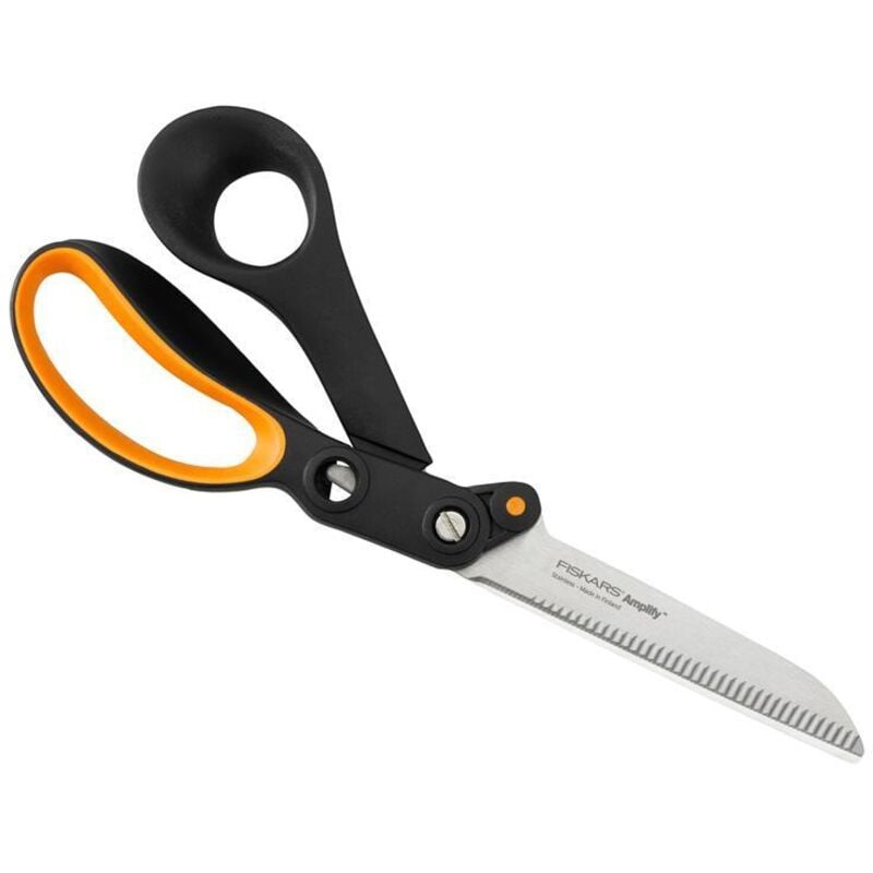 Fiskars Ultra-Performance DIY Scissors for Right-Handed Use - 24 cm Stainless Steel Blades with Force-Multiplying Technology, Black/Orange Handles
