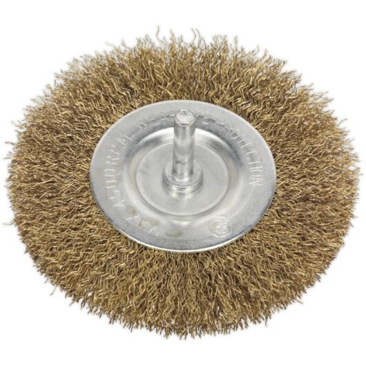 Flat Wire Brush 100MM with 6MM Shaft - Sealey