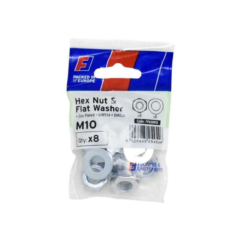 Forgefix - FPKNW10 Nut & Washer M10 ForgePack 8 FORFPKNW10