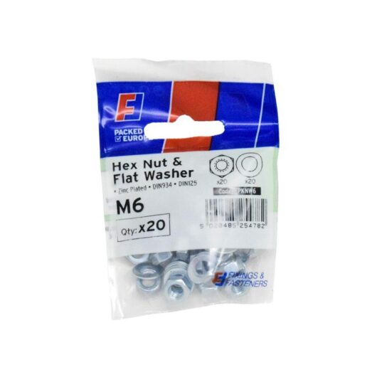 Forgefix - FPKNW6 Nut & Washer M6 ForgePack 20 FORFPKNW6
