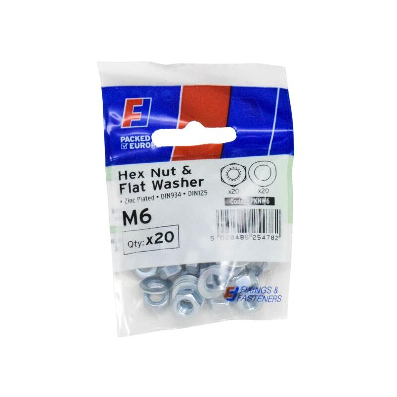 Forgefix - FPKNW6 Nut & Washer M6 ForgePack 20 FORFPKNW6