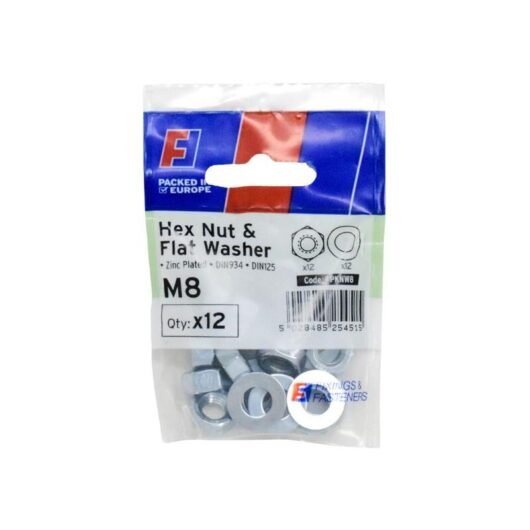 Forgefix - FPKNW8 Nut & Washer M8 ForgePack 12 FORFPKNW8