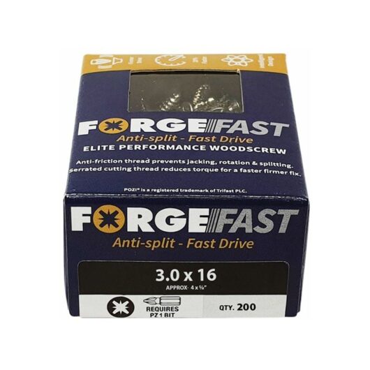 Forgefix - ForgeFast Pozi Compatible Elite Performance Wood Screw zy 3.0 x 16mm Bo