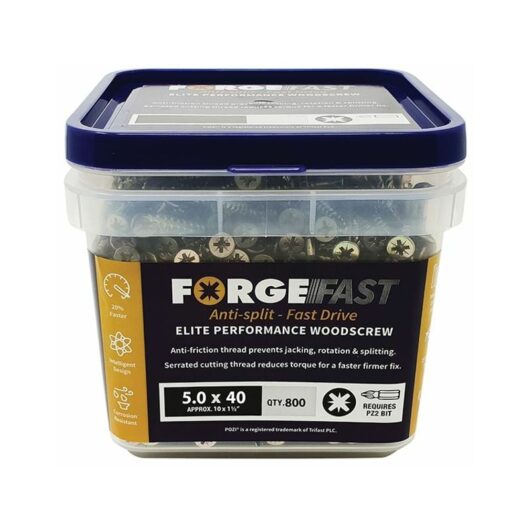Forgefix - ForgeFast Pozi Compatible Elite Performance Wood Screw zy 5.0 x 40mm Tu