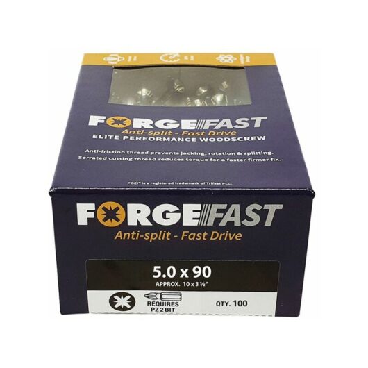 Forgefix - ForgeFast Pozi Compatible Elite Performance Wood Screw zy 5.0 x 90mm Bo