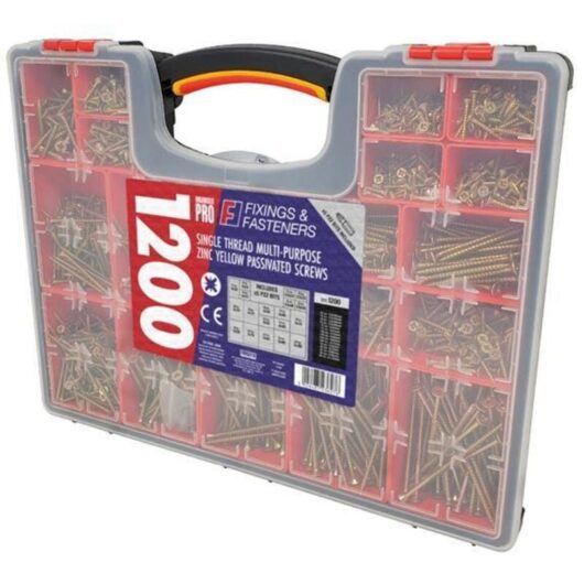 Forgefix - Organiser Pro Multi-Purpose Wood Screw Kit, 1200 Piece - FORMPS1200Y