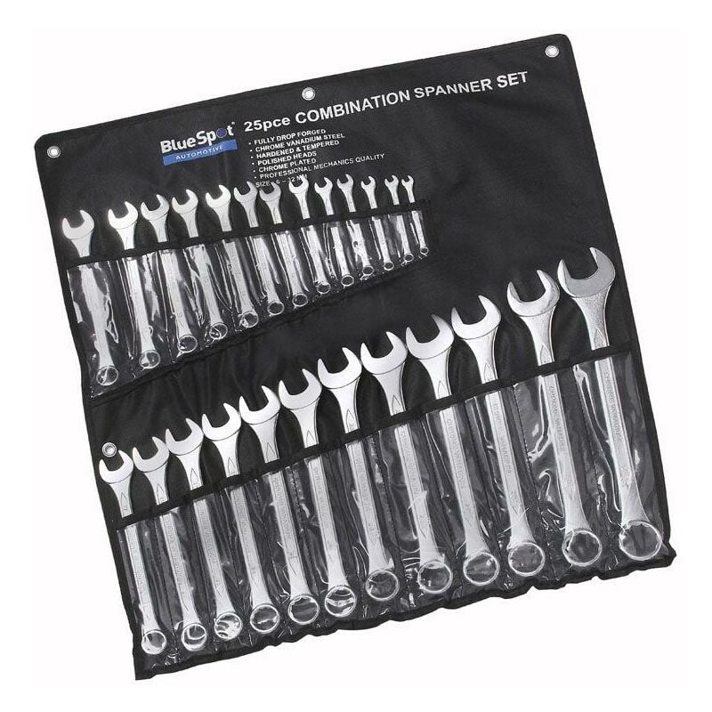 Forgefix - bluespot spanner set wrench 25PC metric stubby combination open ring 04131