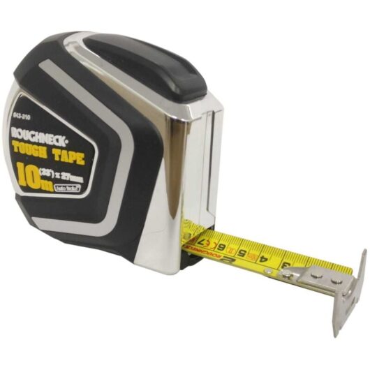 Heavy-Duty Self-Locking Measuring Tape 10m (33ft) by Roughneck - 27mm Wide, Durable and Reusable