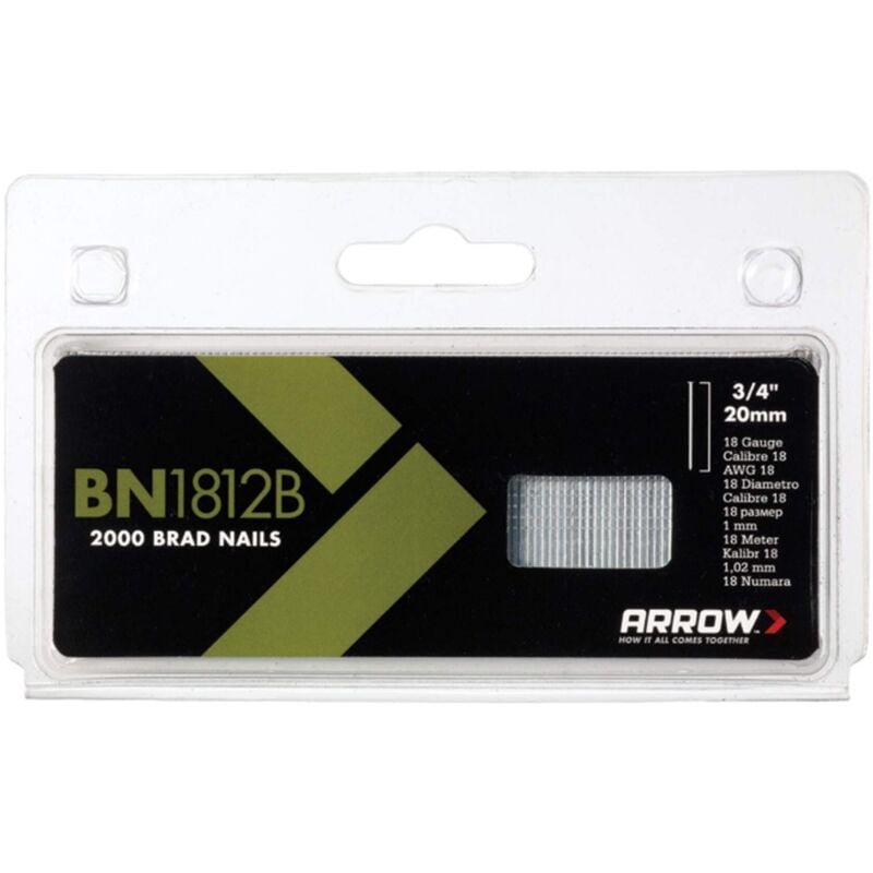 High-Quality Arrow ABN1812B BN1812B 20mm Brown Head Brad Nails - Pack of 2000