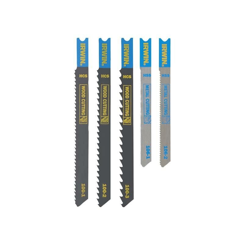 IRWIN U-Shank Jigsaw Blade Set 5 Piece HCS/HSS 2 Metal 3 Wood IRWIW1014502