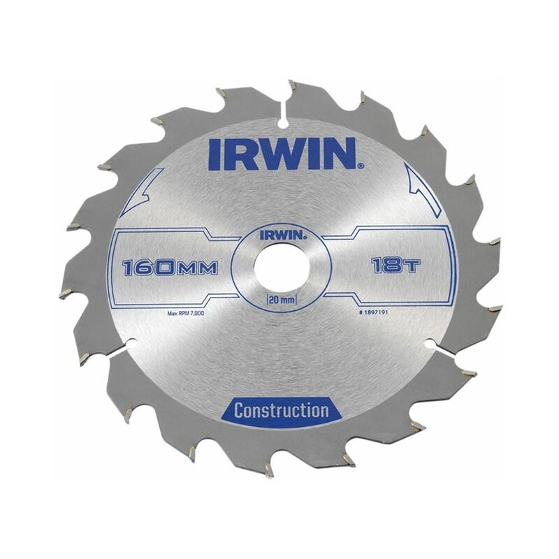 Irwin - Construction Circular Saw Blade 160 x 20mm x 18T atb IRW1897191