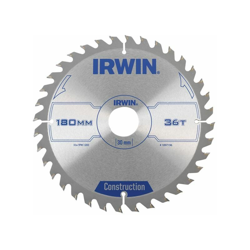 Irwin - Construction Circular Saw Blade 180 x 30mm x 36T atb IRW1897196