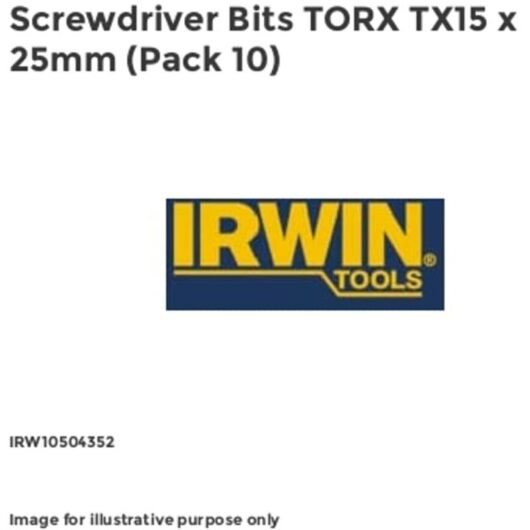 Irwin Screwdriver Bits TORX TX15 x 25mm (Pack 10)
