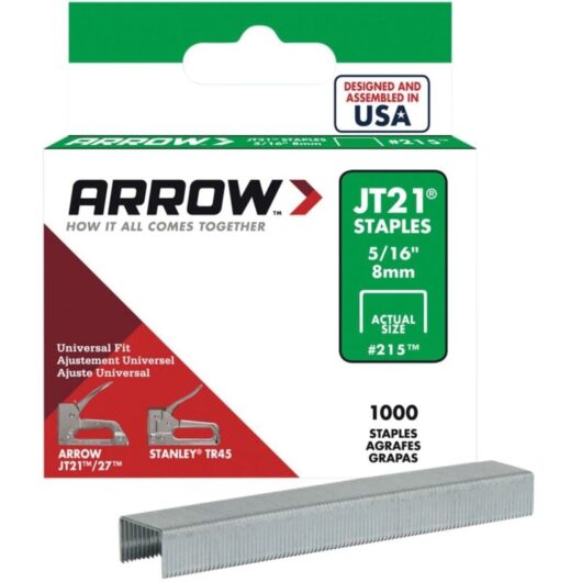 JT21 Staples Box of 1,000 - 8mm Leg Length, Heavy-Duty Office and Home Stapler Staples
