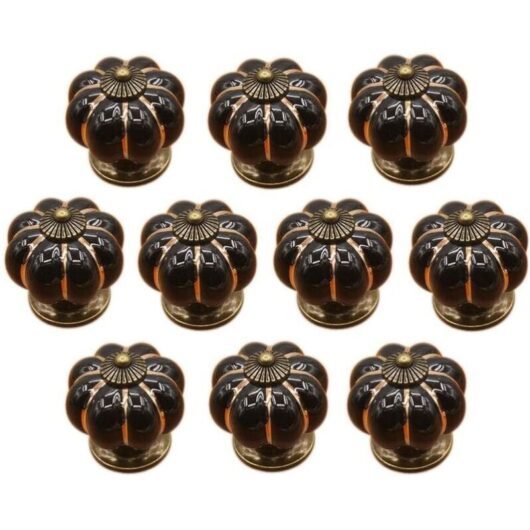 Linghhang - Black)10 Pcs Ceramic Drawer Knobs Furniture Knob for Kitchen Drawers and Cupboards