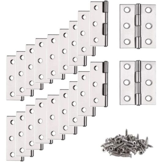 Linghhang - Stainless Steel Hinges, 20 Pieces Small Hinges (with 120 Screws), Hinges, Flat Hinges, Home Furniture Hardware Armo