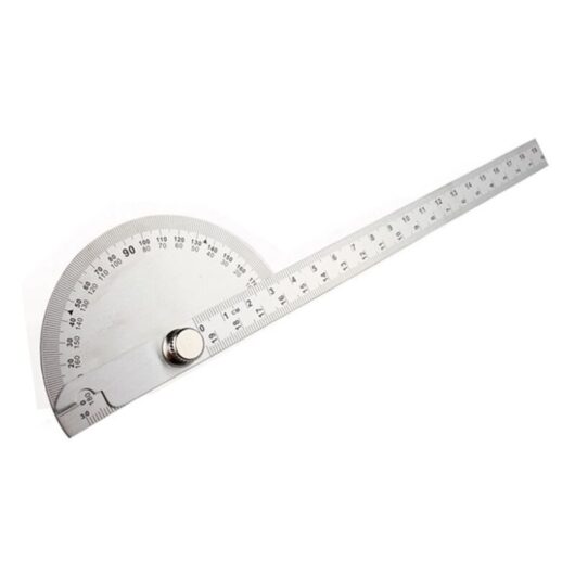 Linghhang - Stainless Steel Simple Protractor Angle Ruler, Multifunctional Movable Square Ruler, Silver 90x200mm